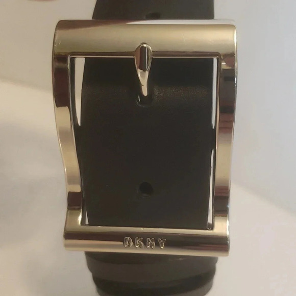 Black DKNY Mens Belt With  Silver Buckle - Picture 2 of 5